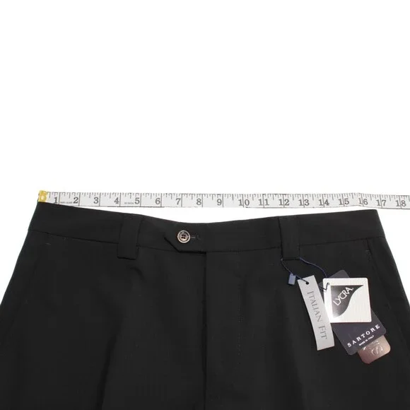 Sartore NWT Dress Pants Size 33 US Antonio in Solid Black Wool Blend